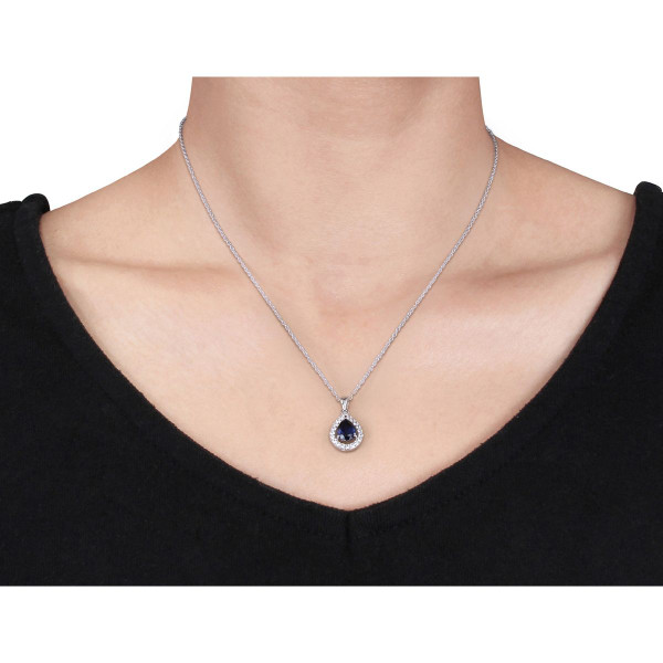 2.20 Carat (ctw) Lab-Created Blue & White Sapphire Necklace product image