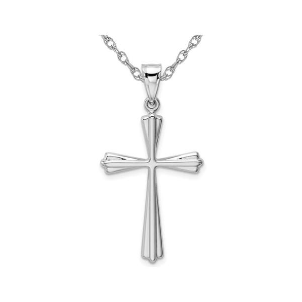 14K White Gold Polished Cross Pendant Necklace product image