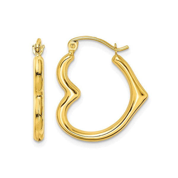 10K Yellow Gold Open Heart Small Hoop Earrings product image