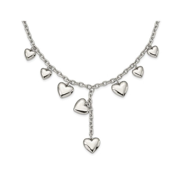 Stainless Steel Polished 18" Hearts Necklace product image