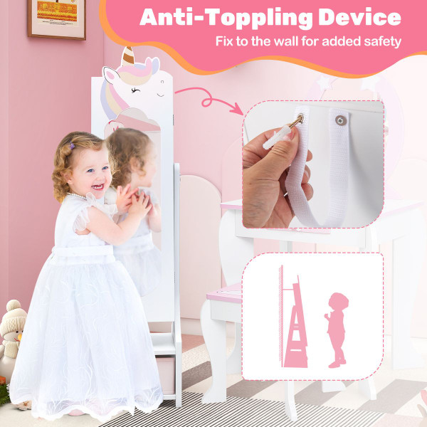 Kids' Tilt-Angle Jewelry Cabinet with Full-Length Mirror  product image