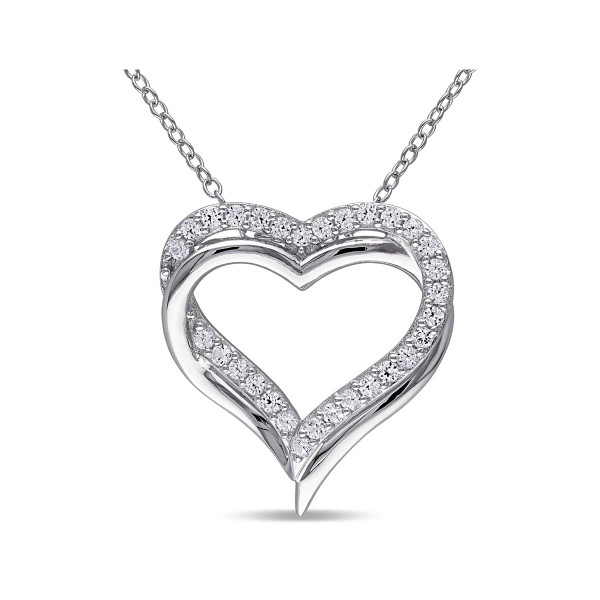 5/8 Carat (ctw) White Sapphire Heart Pendant Necklace product image