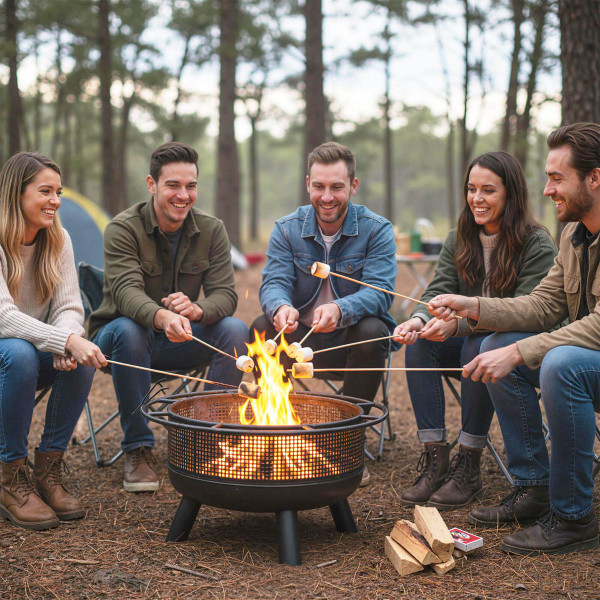 Heavy-Duty Wood Burning Fire Pit with Spark Screen product image