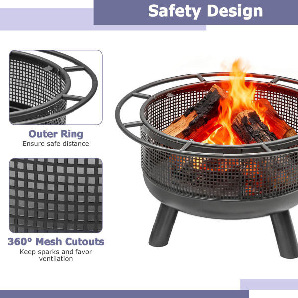 Heavy-Duty Wood Burning Fire Pit with Spark Screen product image