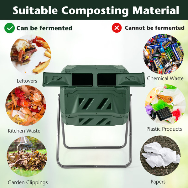 43-Gallon Composting Tumbler Bin with Dual Rotating Chamber product image
