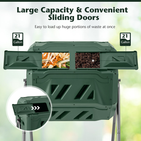43-Gallon Composting Tumbler Bin with Dual Rotating Chamber product image