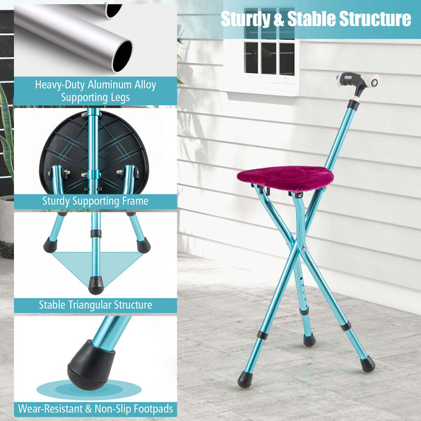 Lightweight Adjustable Folding Cane Seat with Light product image