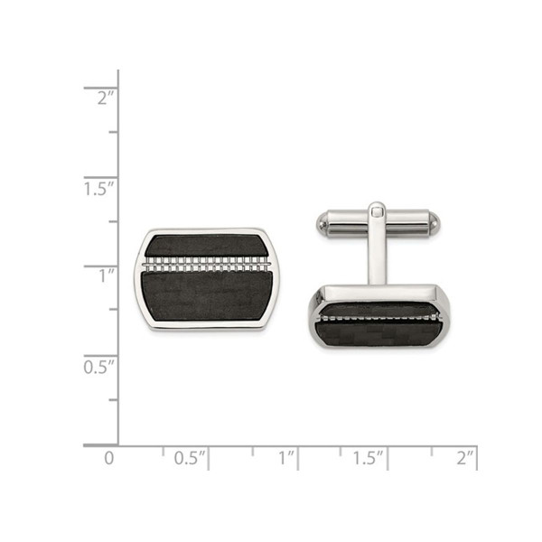 Stainless Steel Polished Cuff Links with Black Carbon Fiber product image