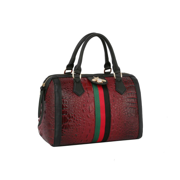 Fashion Croco Satchel with Bee and Stripe product image
