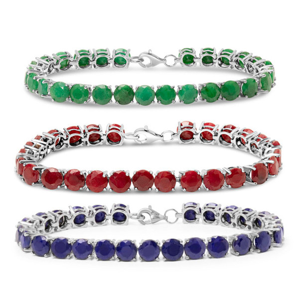 20 Carat Gemstone Tennis Bracelet in Sterling Silver product image