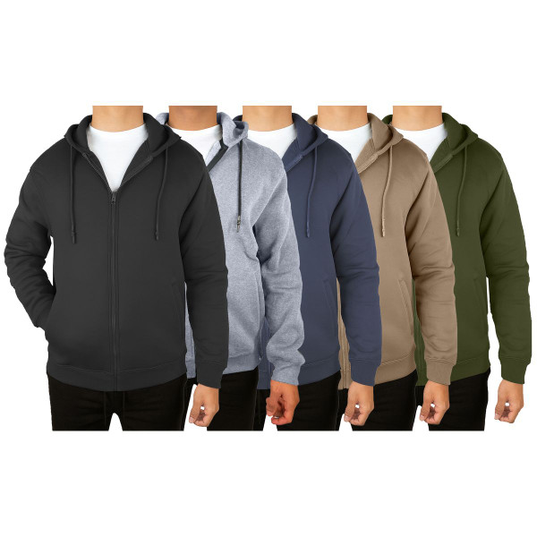 Men’s Zip-Front Fleece Lined Hooded Sweatshirt (3-Pack) product image