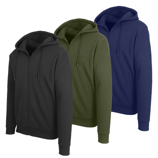 Men’s Zip-Front Fleece Lined Hooded Sweatshirt (3-Pack) product image