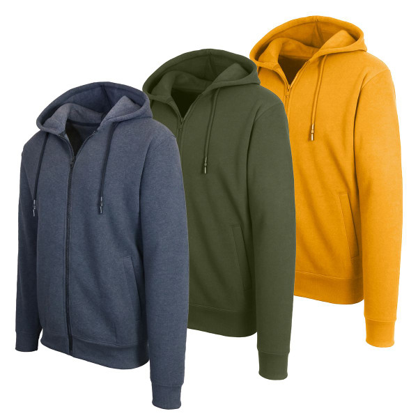 Men’s Zip-Front Fleece Lined Hooded Sweatshirt (3-Pack) product image