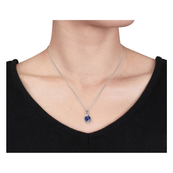 2.00 Carat (ctw) Blue Sapphire Heart Pendant Necklace product image