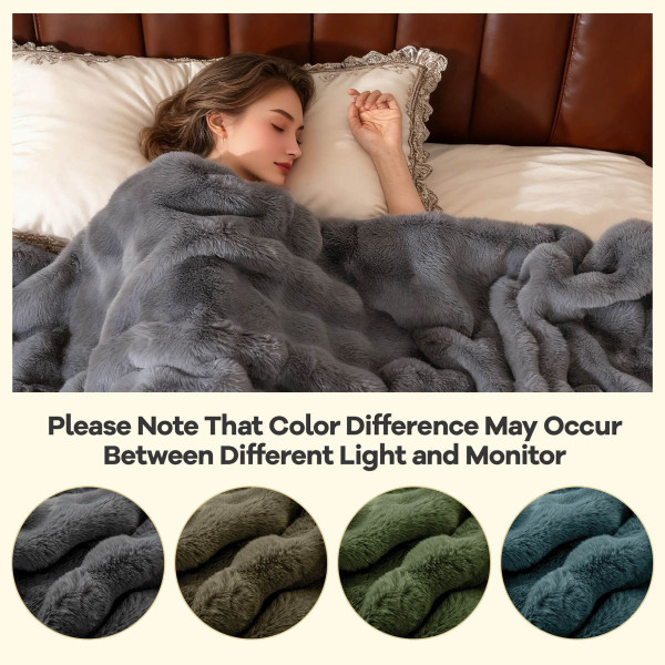 Bubble Faux Rabbit Fur Throw Blanket product image