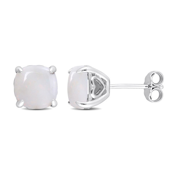2.70 Carat (ctw) Opal Solitaire Stud Earrings in Sterling Silver (8mm) product image