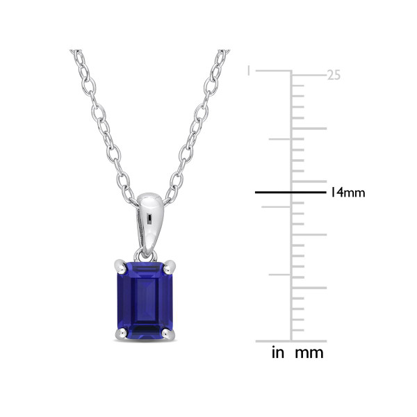 1.50 Carat (ctw) Lab Created Blue Sapphire Emerald-Cut Necklace product image