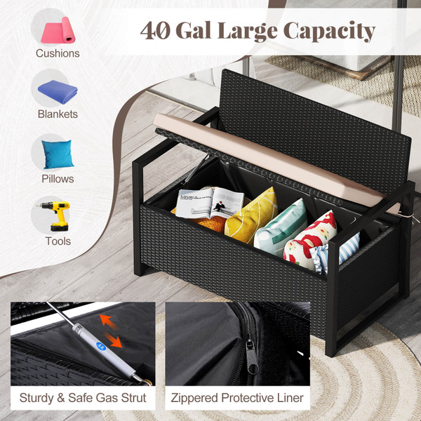 Rattan Loveseat with Inclined Backrest and Under-Seat Storage product image