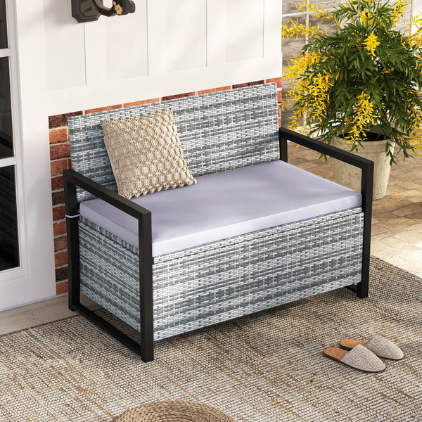 Rattan Loveseat with Inclined Backrest and Under-Seat Storage product image