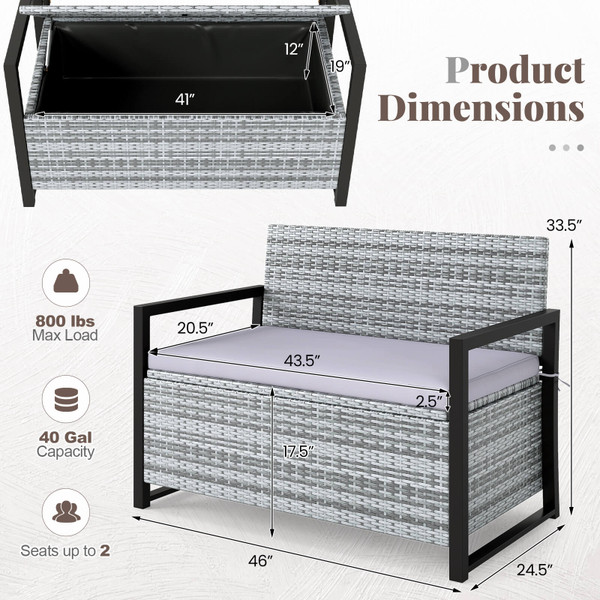 Rattan Loveseat with Inclined Backrest and Under-Seat Storage product image