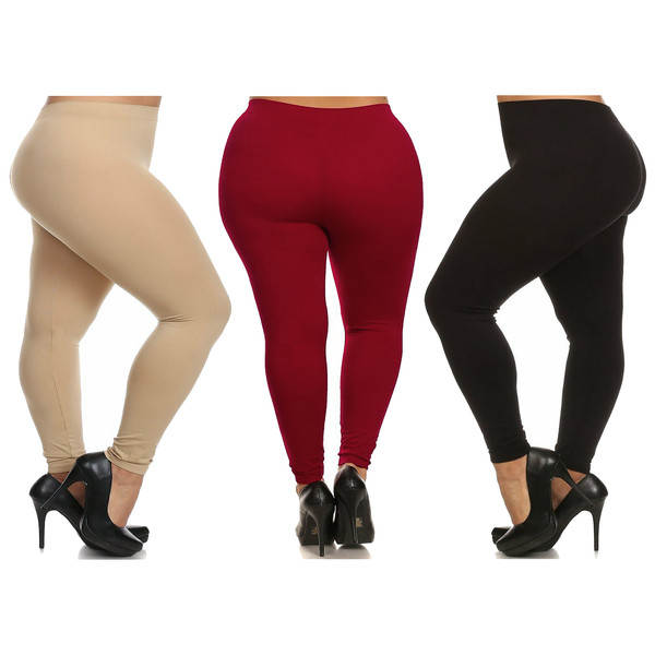 Plus Size Women's Casual Ultra-Soft Workout Leggings - Pick Your Plum