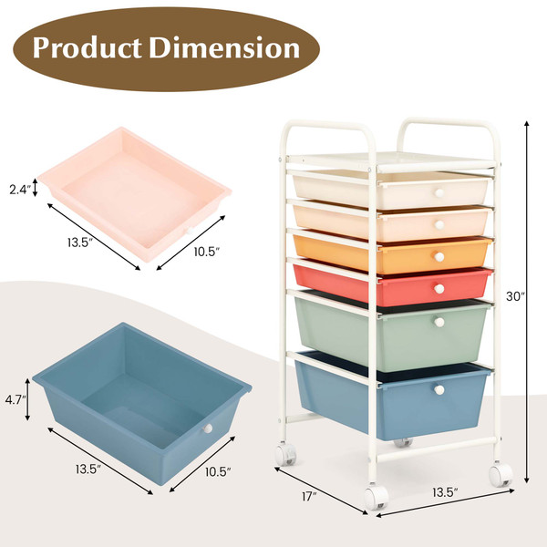 6 Drawer Rolling Storage Cart product image