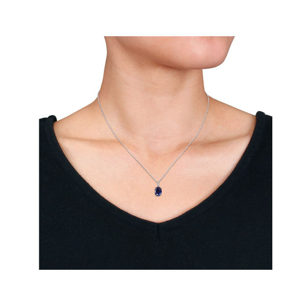 2.95 Carat (ctw) Lab-Created Blue Sapphire Solitaire Necklace product image