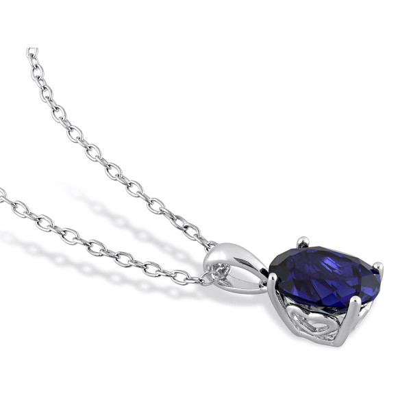 2.95 Carat (ctw) Lab-Created Blue Sapphire Solitaire Necklace product image