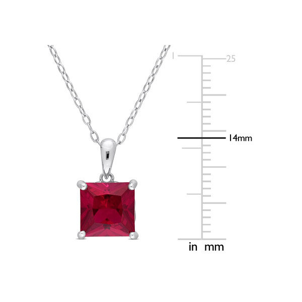3.06 Carat (ctw) Lab-Created Princess Ruby Solitaire Necklace product image