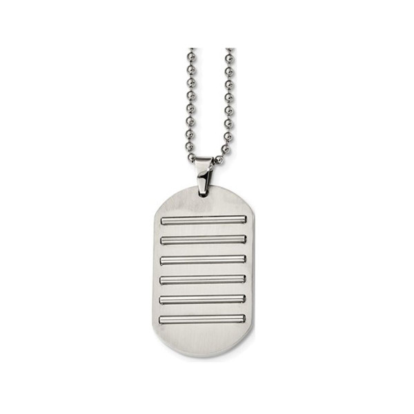 Men's Stainless Steel Brushed Dog Tag Pendant Necklace  product image