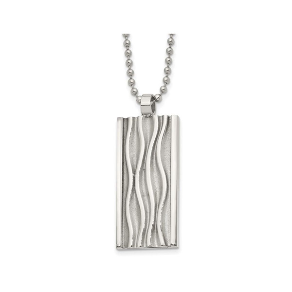 Men's Stainless Steel Waves Dogtag Pendant Necklace product image