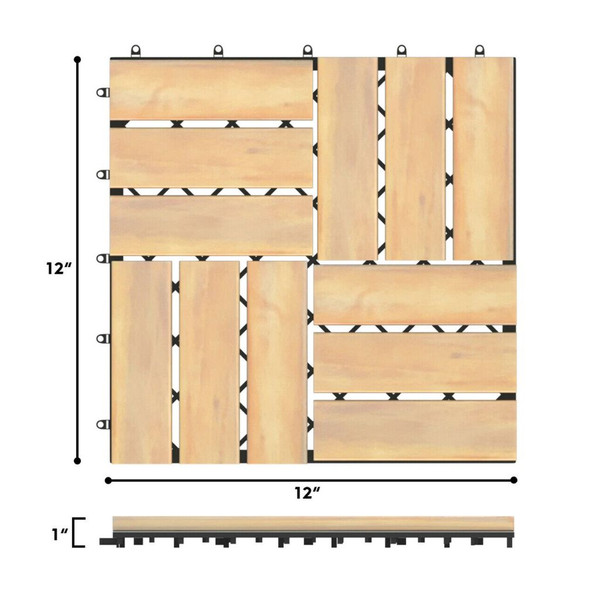 Acacia Wood 12" x 12" Deck Patio Pavers (10, 20, or 40 Pieces) product image