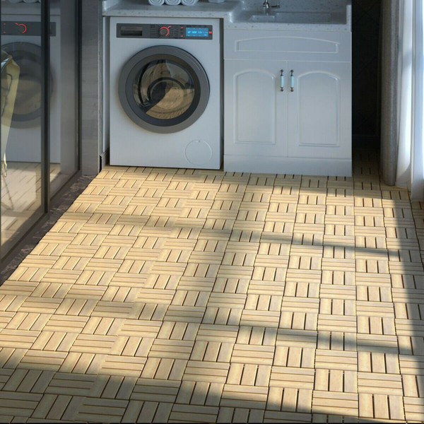 Acacia Wood 12" x 12" Deck Patio Pavers (10, 20, or 40 Pieces) product image