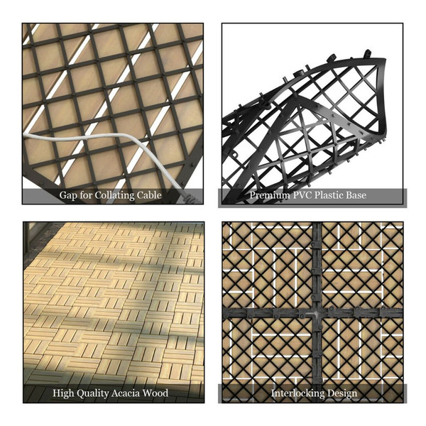 Acacia Wood 12" x 12" Deck Patio Pavers (10, 20, or 40 Pieces) product image