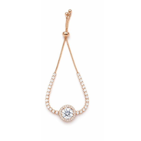 18K Gold Plated Adjustable Halo CZ Slider Bracelet product image