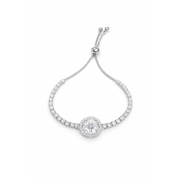 18K Gold Plated Adjustable Halo CZ Slider Bracelet product image