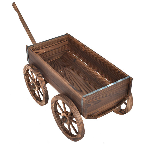 Wood Wagon Flower Planter with Wheels product image