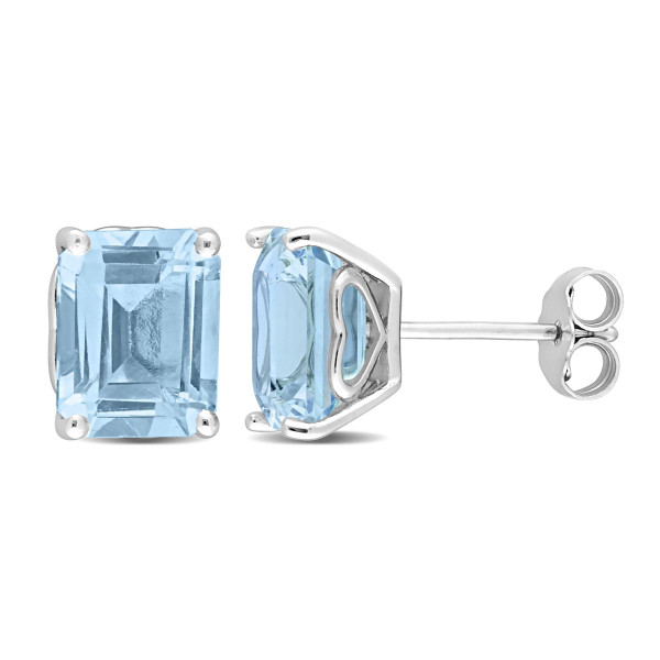5.90 Carat (ctw) Blue Topaz Emerald-Cut Solitaire Earrings product image