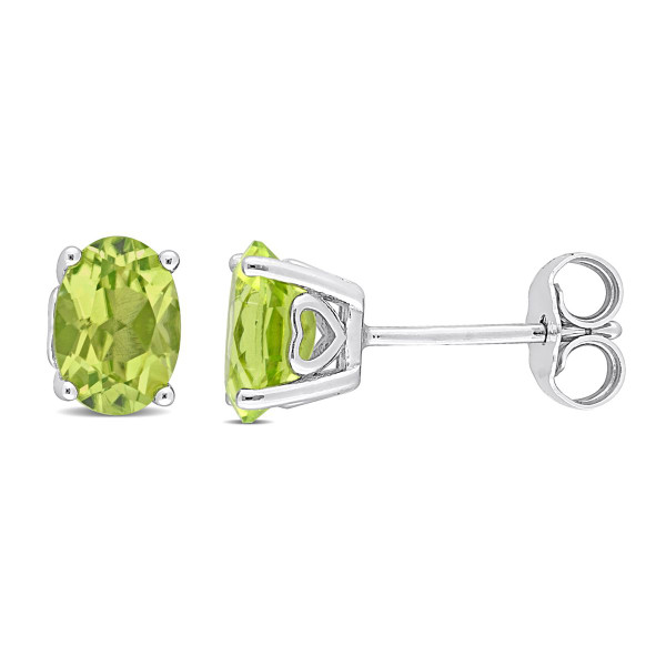 1.64 Carat (ctw) Peridot Oval Stud Earrings in Sterling Silver product image