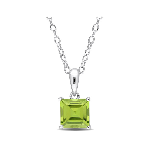 1.20 Carat (ctw) Princess-Cut Peridot Solitaire Necklace product image