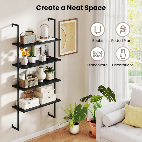 4-Tier Wall-Mounted Bookshelf product image