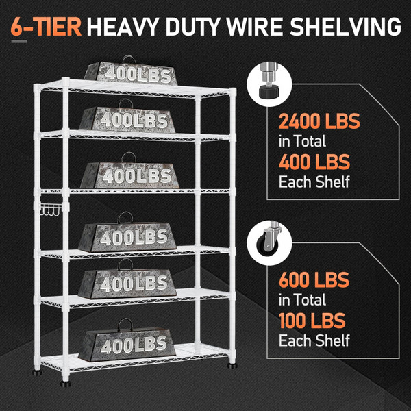 6-Tier Wire Shelving with Wheels product image