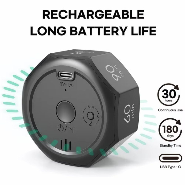 Visual Flip Timer Gravity Sensor Countdown Timer For Study Learning Kitchen Fitness Pomodoro Time Management Tool Color Black product image