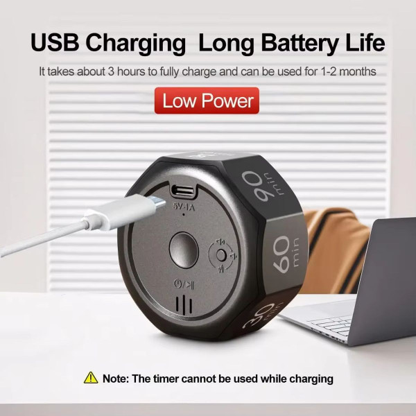 Visual Flip Timer Gravity Sensor Countdown Timer For Study Learning Kitchen Fitness Pomodoro Time Management Tool Color Black product image