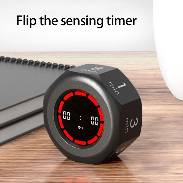Visual Flip Timer Gravity Sensor Countdown Timer For Study Learning Kitchen Fitness Pomodoro Time Management Tool Color Black product image