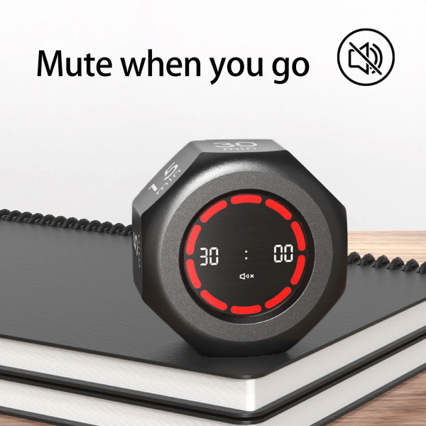 Visual Flip Timer Gravity Sensor Countdown Timer For Study Learning Kitchen Fitness Pomodoro Time Management Tool Color Black product image