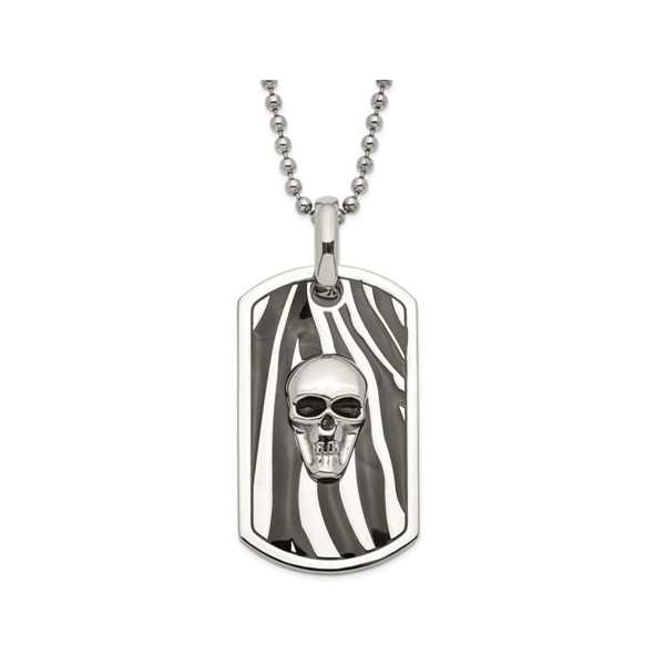 Men's Stainless Steel Skull Dog Tag Pendant Necklace product image