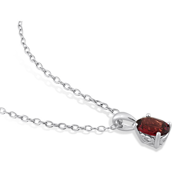 0.95 Carat (ctw) Garnet Solitaire Oval Pendant Necklace product image