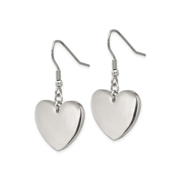 Stainless Steel Polished Dangle Heart Earrings product image