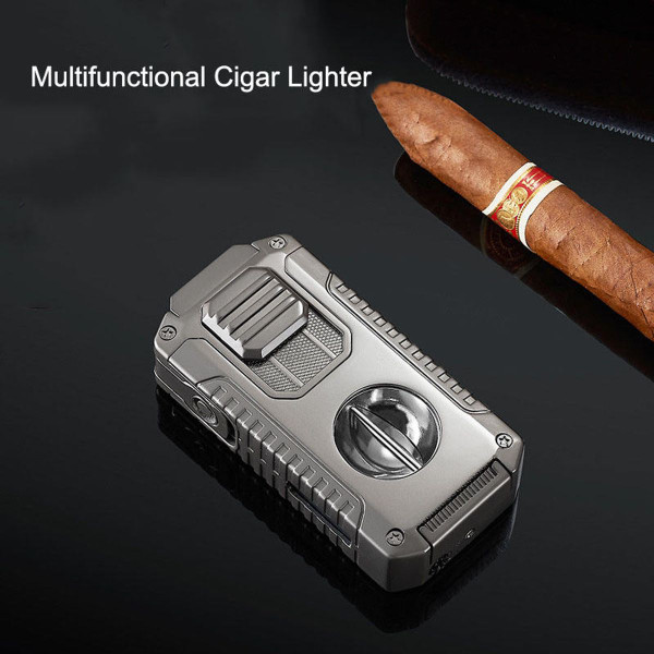5-in-1 Windproof Metal Lighter with Cigar Cutter product image